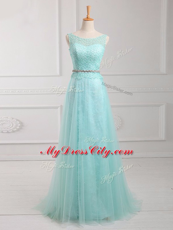 Apple Green Long Sleeves Chiffon Zipper Prom Gown for Prom and Party