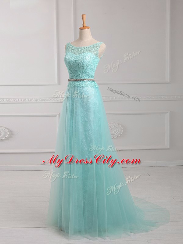 Apple Green Long Sleeves Chiffon Zipper Prom Gown for Prom and Party