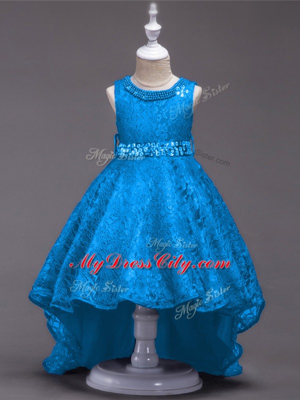 Custom Designed Sleeveless Beading Lace Up Flower Girl Dresses