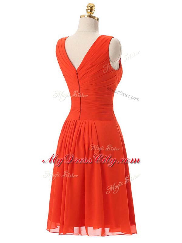 Captivating Sleeveless Zipper Knee Length Beading and Ruching Prom Gown