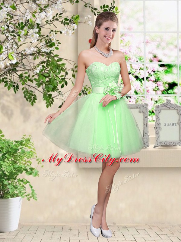 Sweetheart Neckline Lace and Belt Quinceanera Court Dresses Sleeveless Lace Up