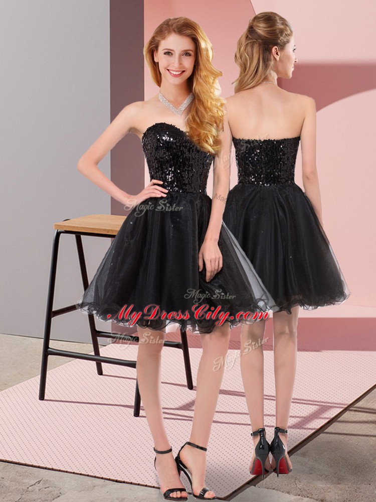 Tulle Sleeveless Mini Length Prom Party Dress and Sequins