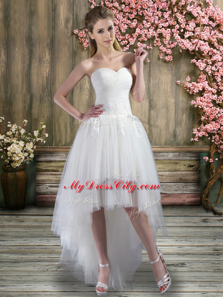 Classical Sleeveless Ruching Lace Up Bridal Gown