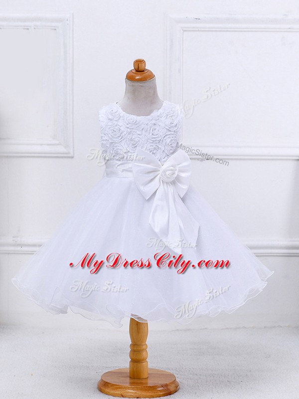 Sleeveless Zipper Mini Length Bowknot Little Girl Pageant Gowns