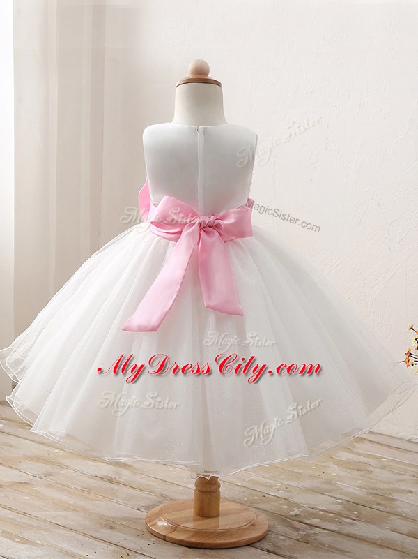 Sleeveless Zipper Mini Length Bowknot Little Girl Pageant Gowns