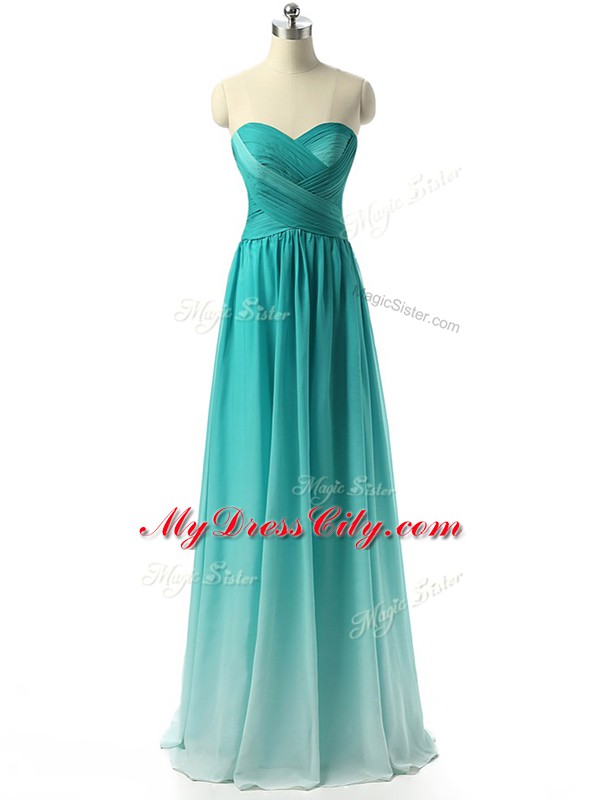 Noble Multi-color Sweetheart Neckline Ruching Quinceanera Dama Dress Sleeveless Zipper