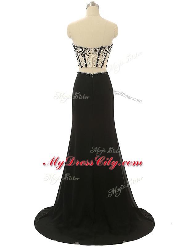 Romantic Black Sweetheart Neckline Beading Evening Dress Sleeveless Zipper