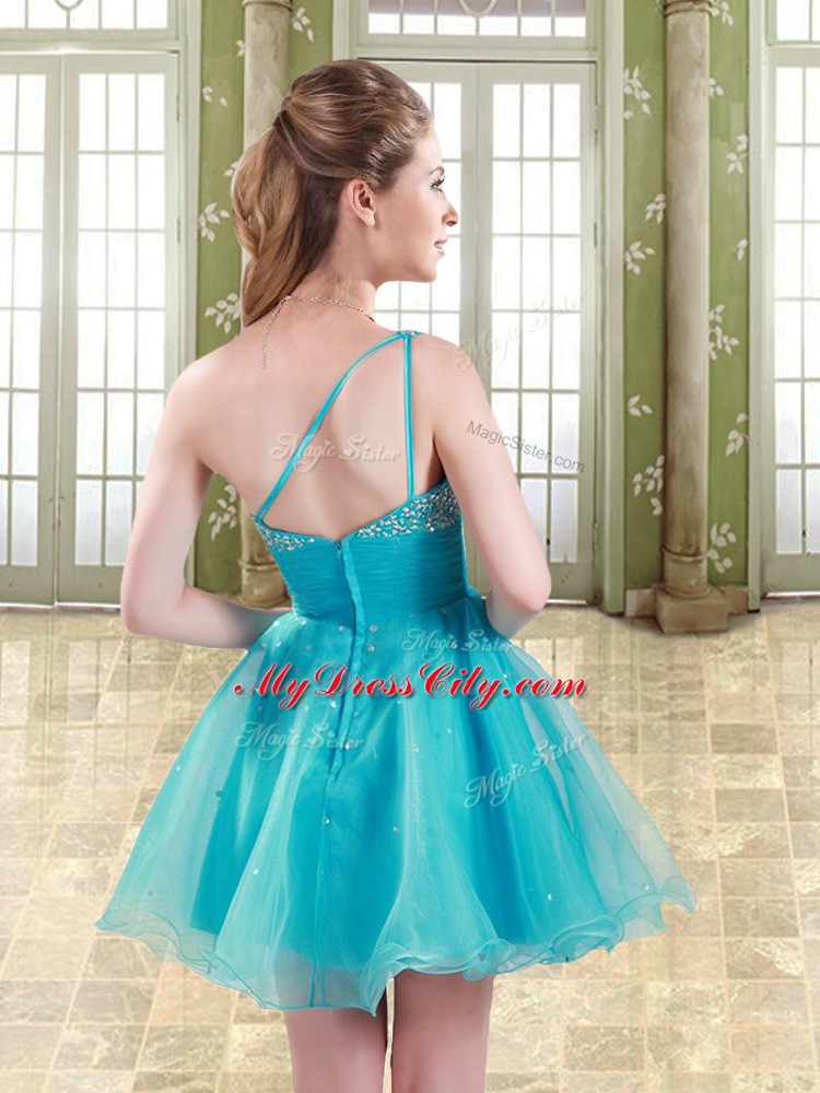 Ideal Sleeveless Zipper Mini Length Beading Prom Evening Gown