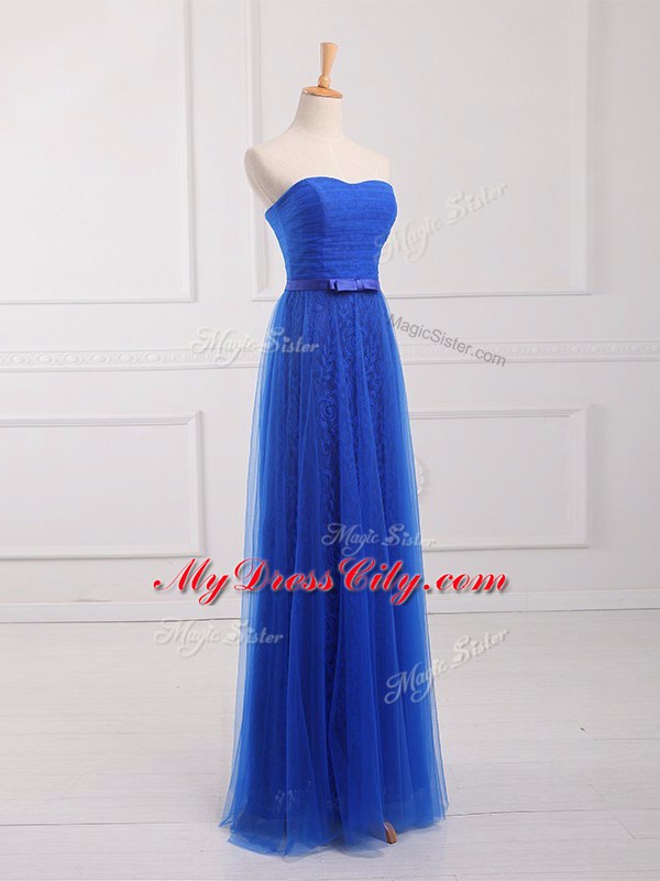 Flirting Sweetheart Sleeveless Lace Up Court Dresses for Sweet 16 Royal Blue Tulle and Lace