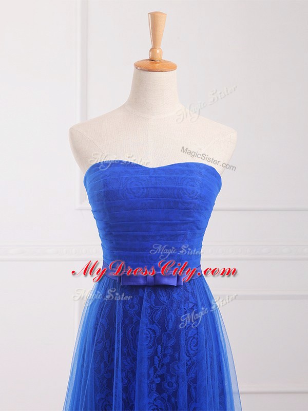 Flirting Sweetheart Sleeveless Lace Up Court Dresses for Sweet 16 Royal Blue Tulle and Lace