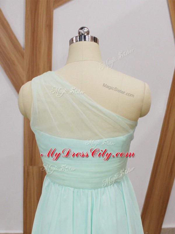 Best Empire Sleeveless Apple Green Quinceanera Dama Dress Sweep Train Side Zipper