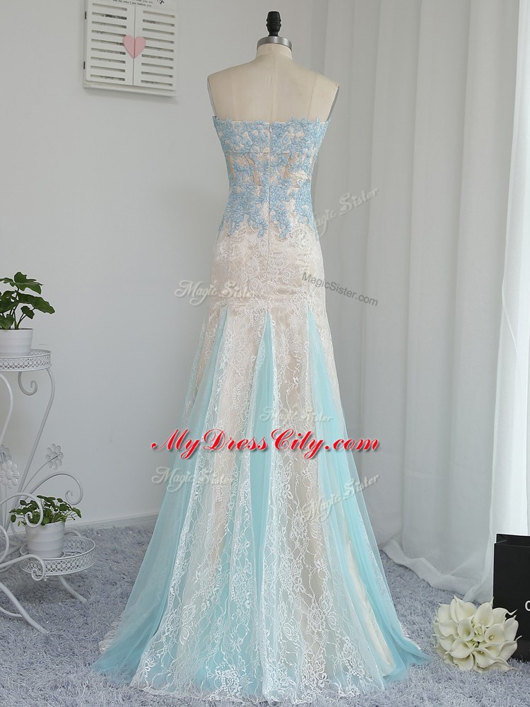 Multi-color Zipper Sweetheart Appliques Prom Dresses Tulle Sleeveless