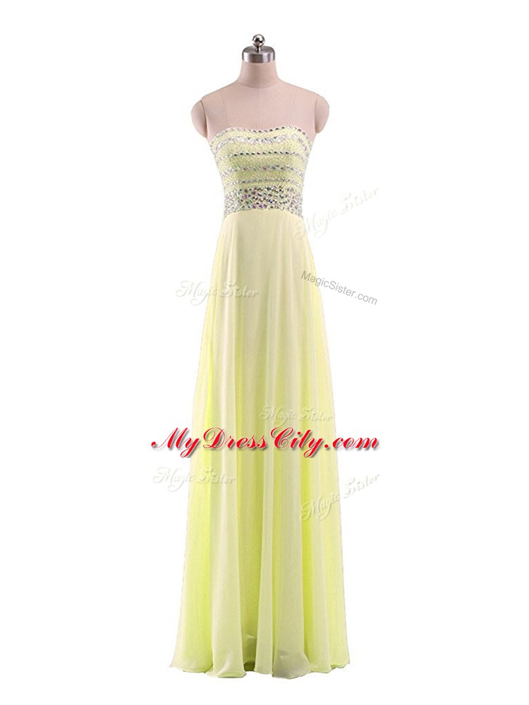 Fine Sleeveless Zipper Floor Length Beading Juniors Party Dress