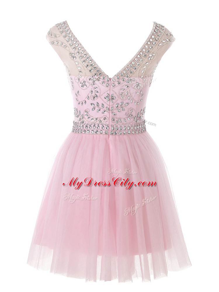 Scoop Sleeveless Zipper Baby Pink Tulle