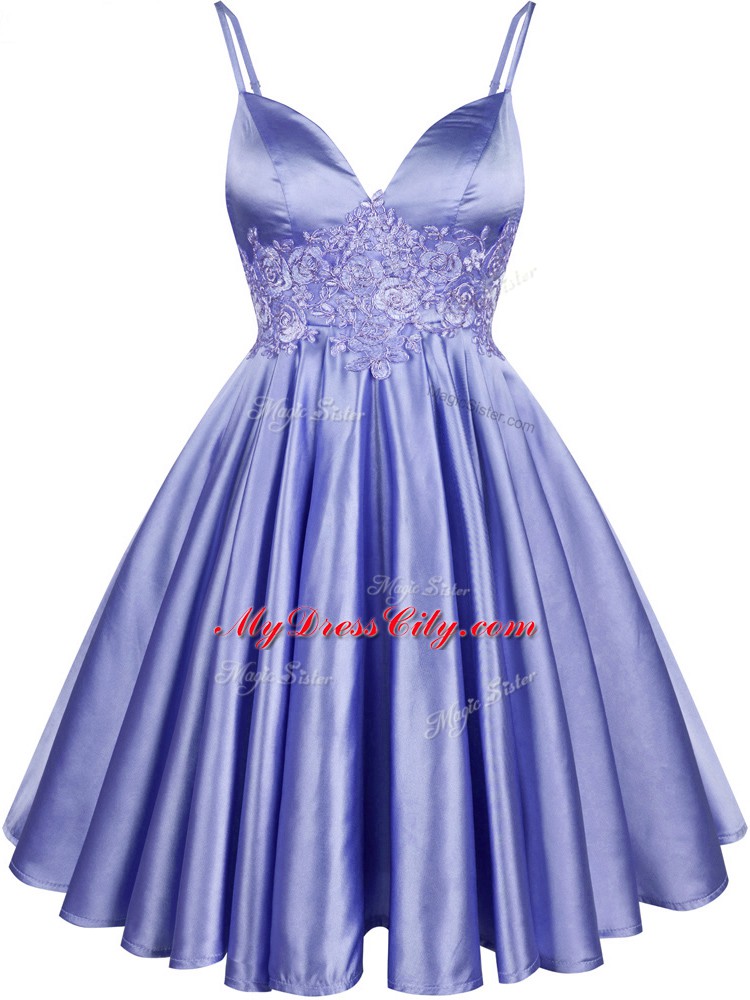 Light Blue Spaghetti Straps Lace Up Lace Dama Dress for Quinceanera Sleeveless