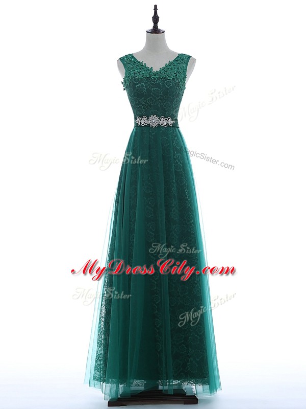 Green Sleeveless Tulle Zipper Homecoming Dress for Prom and Party