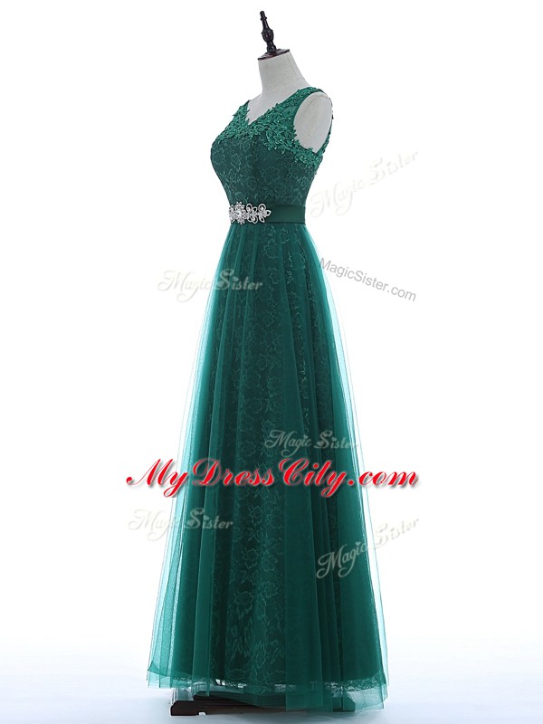 Green Sleeveless Tulle Zipper Homecoming Dress for Prom and Party