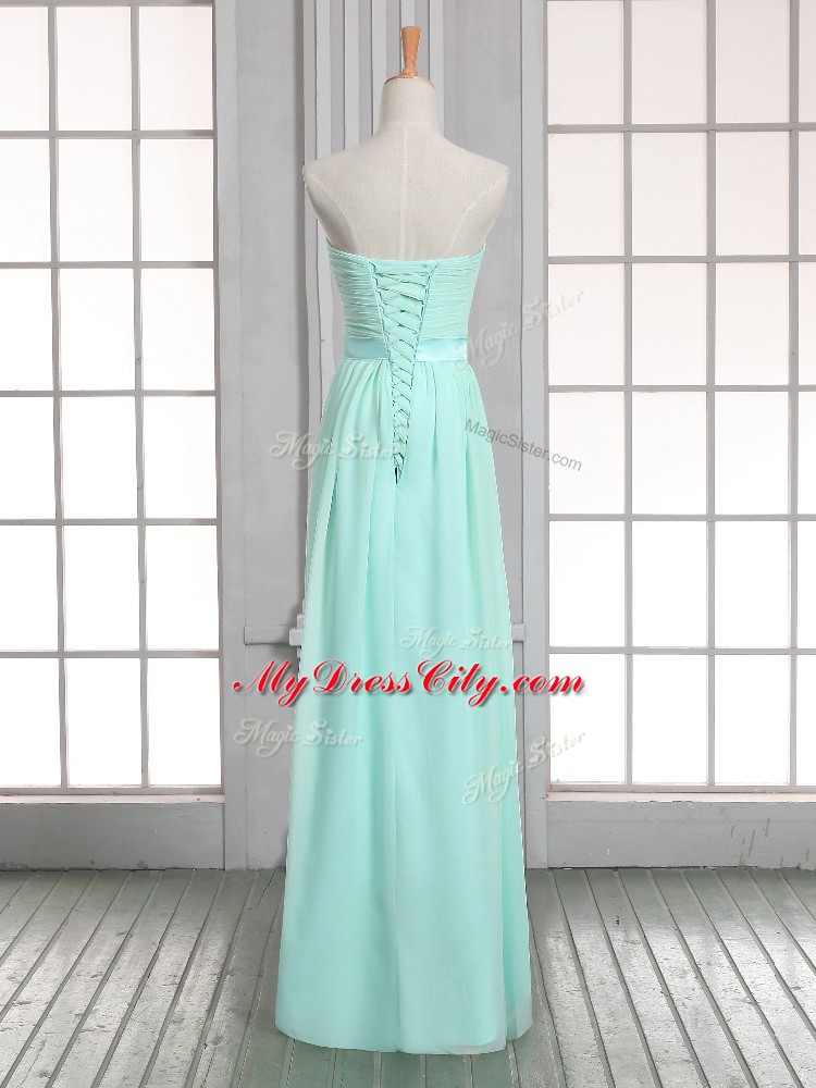 Apple Green Sweetheart Neckline Ruching Evening Dress Sleeveless Lace Up