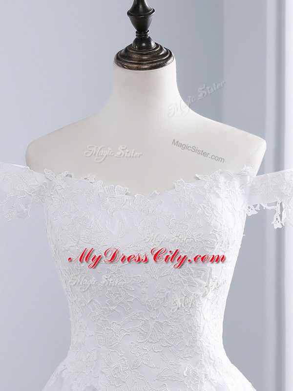 Custom Made Lace and Appliques Wedding Dress White Lace Up Sleeveless