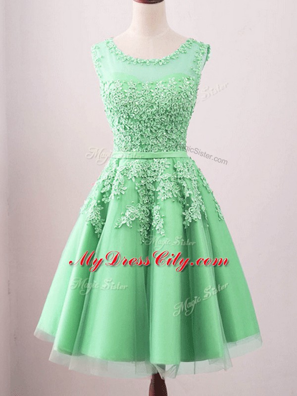 Green Bridesmaid Dress Prom and Party and Wedding Party with Lace Scoop Sleeveless Lace Up