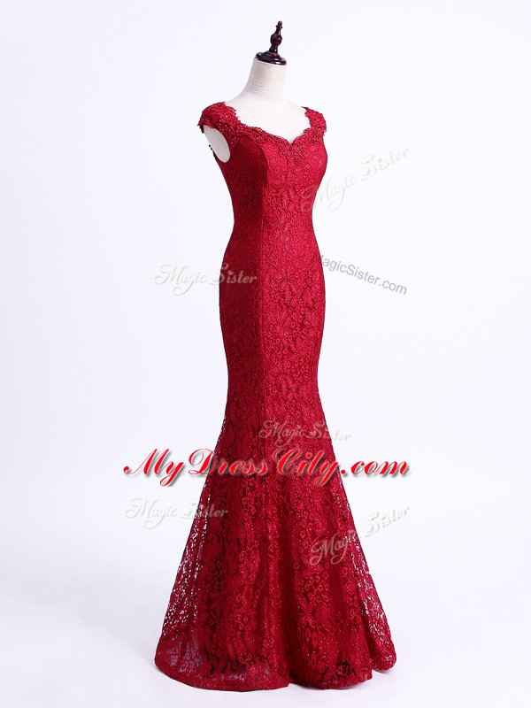 Lace Sleeveless Floor Length Womens Evening Dresses and Lace