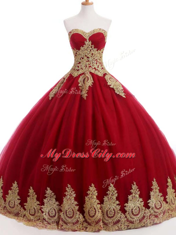 Ruffles and Sequins 15 Quinceanera Dress Wine Red Lace Up Sleeveless Floor Length