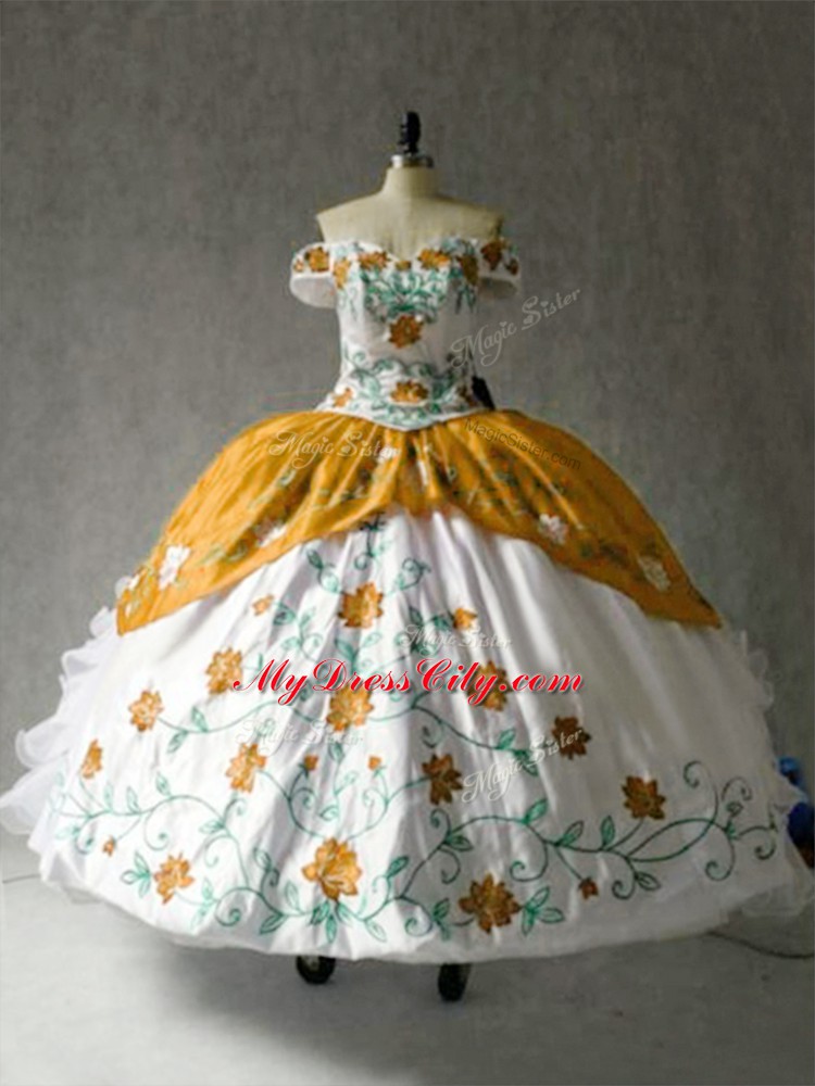 Cap Sleeves Embroidery and Ruffles Lace Up 15 Quinceanera Dress