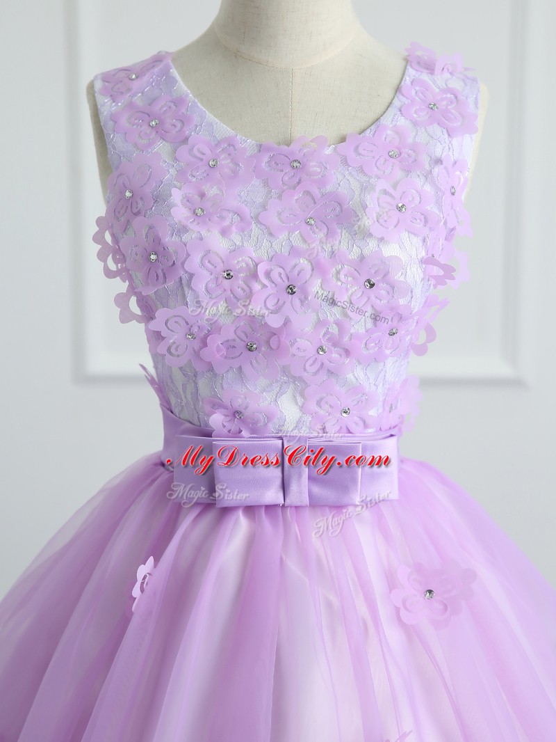 Clearance Sleeveless Lace and Appliques and Bowknot Lace Up 15th Birthday Dress