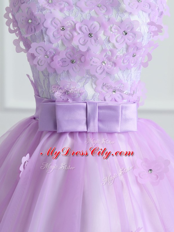 Clearance Sleeveless Lace and Appliques and Bowknot Lace Up 15th Birthday Dress