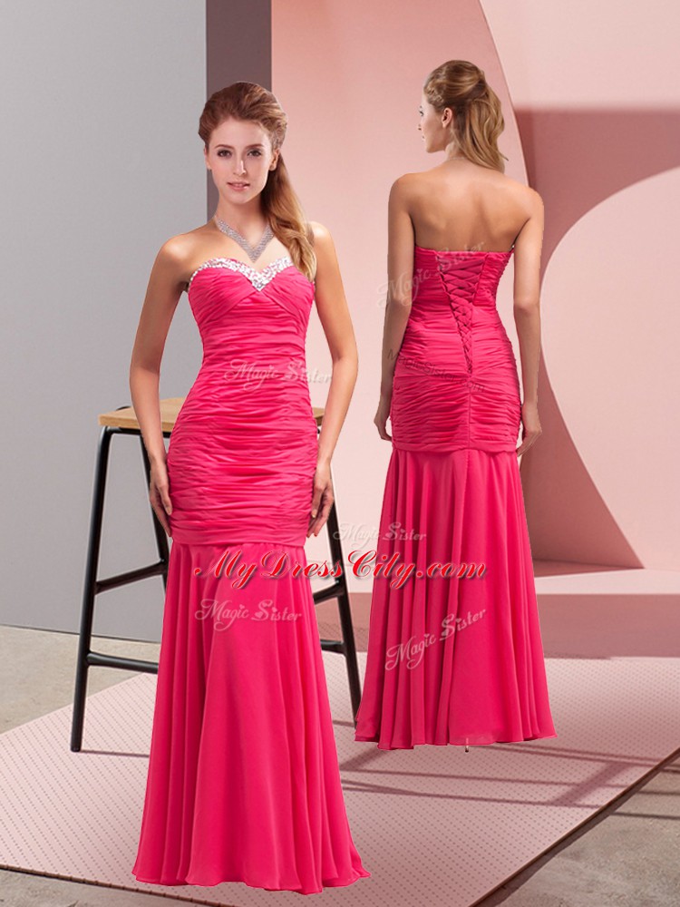 Suitable Hot Pink Sweetheart Neckline Sequins Homecoming Dress Sleeveless Lace Up