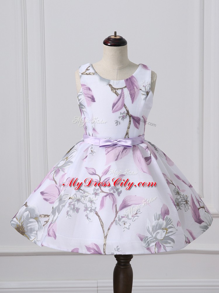 Printed Sleeveless Mini Length Prom Dresses and Belt