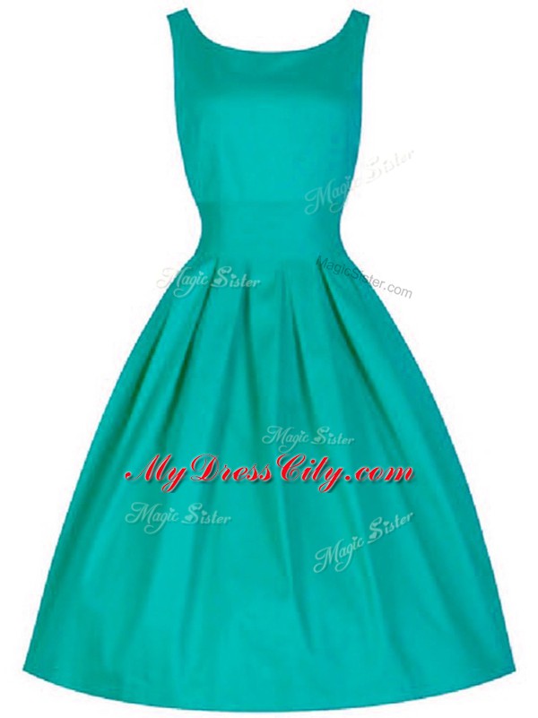 Super Turquoise Scoop Lace Up Ruching Bridesmaid Dresses Sleeveless