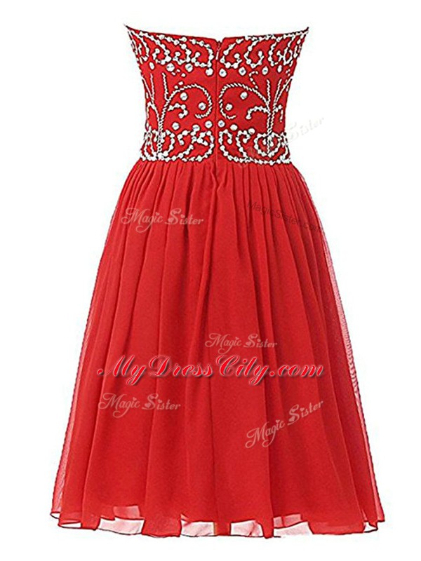 Beauteous Sweetheart Sleeveless Zipper Cocktail Dresses Red Chiffon