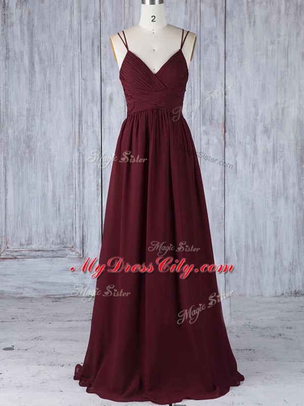 Colorful Appliques Wedding Party Dress Burgundy Zipper Sleeveless Floor Length