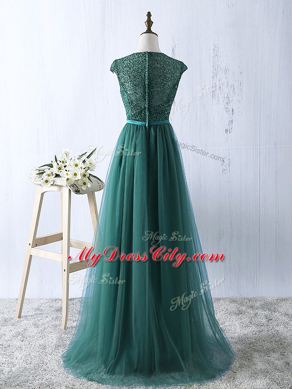 Discount Green Zipper Scoop Beading Womens Evening Dresses Tulle Sleeveless