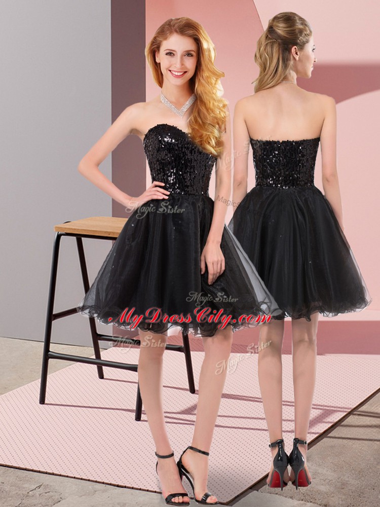 Tulle Sleeveless Mini Length Dress for Prom and Sequins