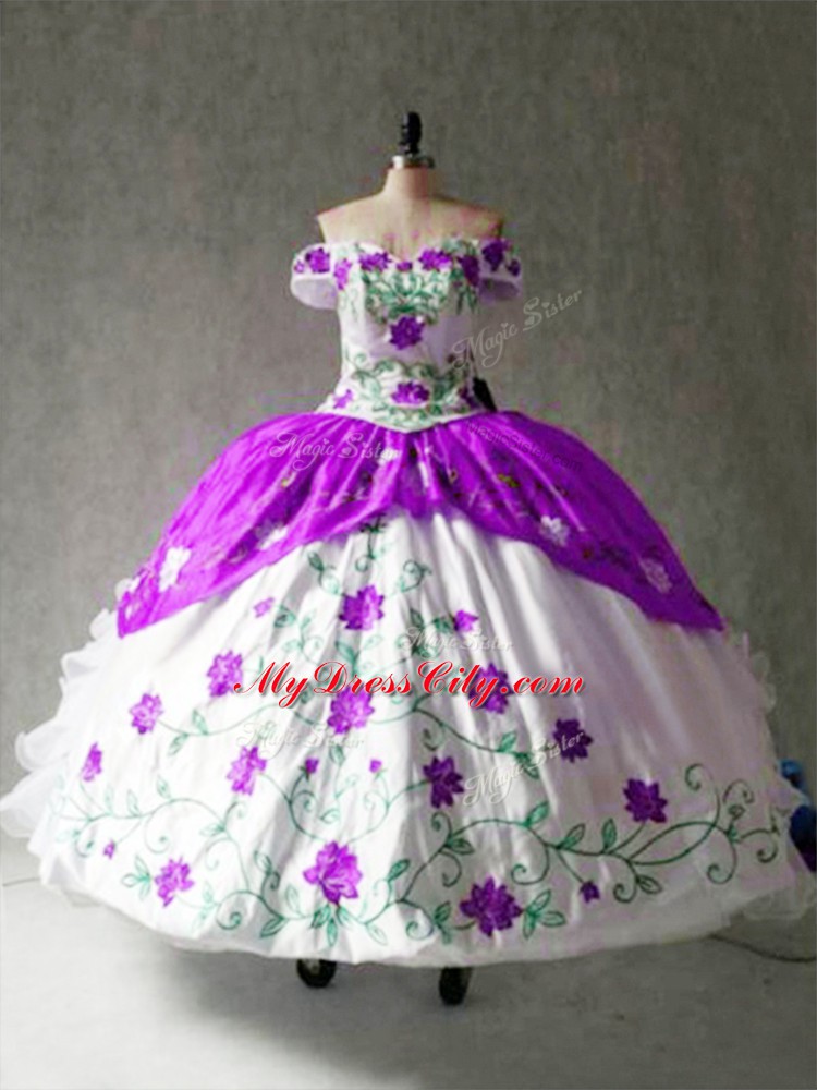 Clearance Cap Sleeves Embroidery and Ruffles Lace Up Quinceanera Dress