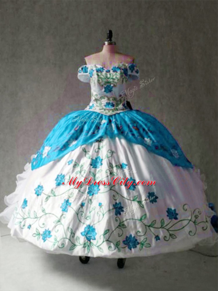 Colorful Organza and Taffeta Cap Sleeves Floor Length Quinceanera Dress and Embroidery and Ruffles