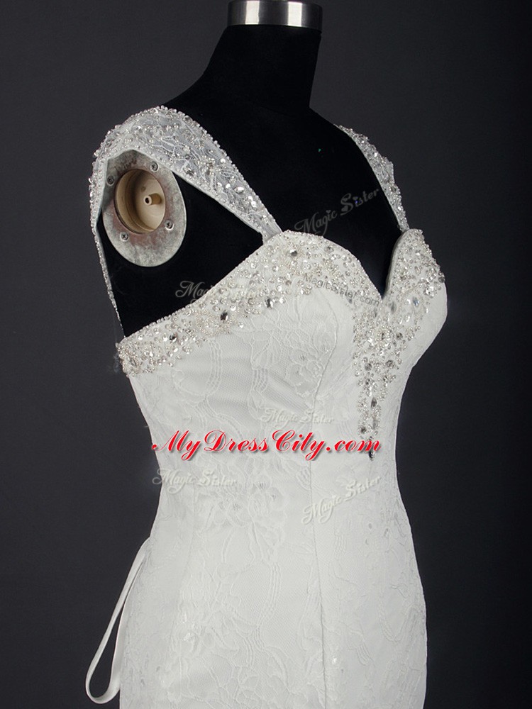 Superior Sleeveless Lace Lace Up Bridal Gown