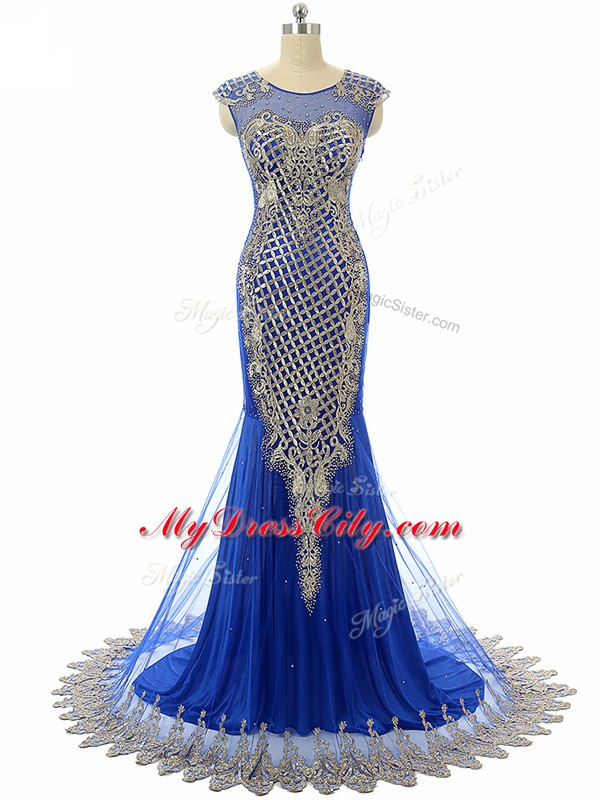 Mermaid Sleeveless Royal Blue Juniors Evening Dress Side Zipper