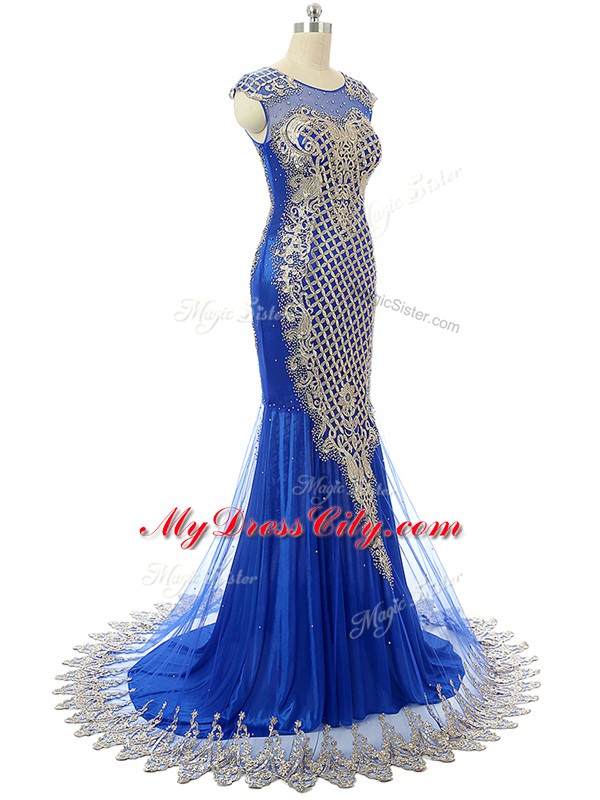 Mermaid Sleeveless Royal Blue Juniors Evening Dress Side Zipper