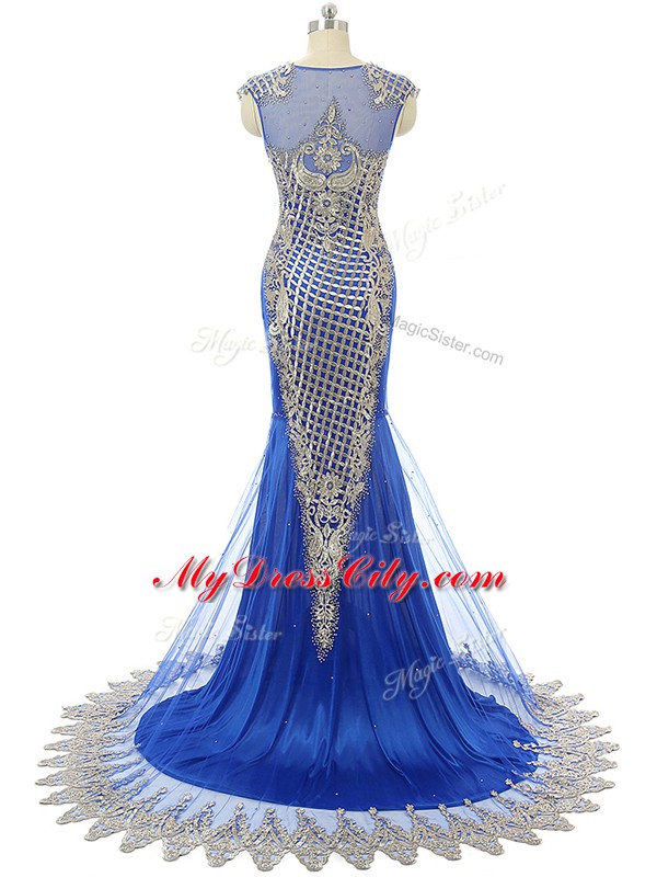 Mermaid Sleeveless Royal Blue Juniors Evening Dress Side Zipper