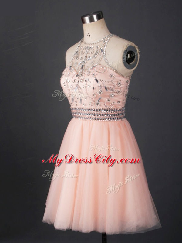 Tulle Sleeveless Mini Length Prom Gown and Beading