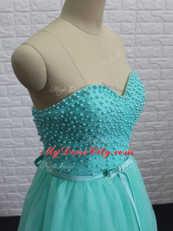 Apple Green Sweetheart Neckline Beading and Sashes ribbons Homecoming Dress Sleeveless Lace Up