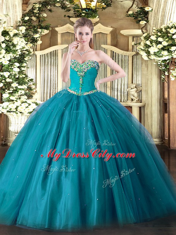 Sleeveless Beading Lace Up 15 Quinceanera Dress