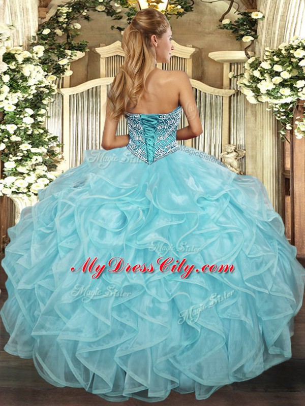 Lovely Sleeveless Beading and Ruffled Layers Lace Up Quinceanera Gowns