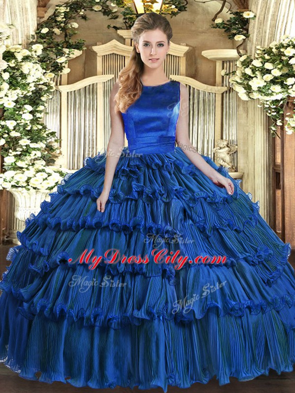 Noble Sleeveless Lace Up Floor Length Ruffled Layers Sweet 16 Quinceanera Dress