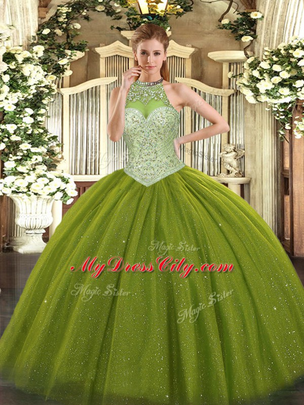 Captivating Tulle Sleeveless Floor Length Vestidos de Quinceanera and Beading