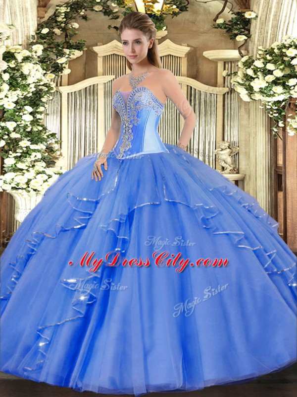 Chic Sleeveless Lace Up Floor Length Beading and Ruffles Quinceanera Dresses