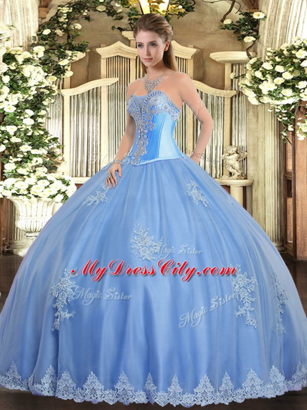 Vintage Sweetheart Sleeveless Tulle Vestidos de Quinceanera Beading and Appliques Lace Up